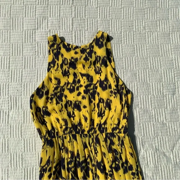Yigal Azrouël Yellow and Navy Blue Halter Dress Size 8 - Picture 4 of 9